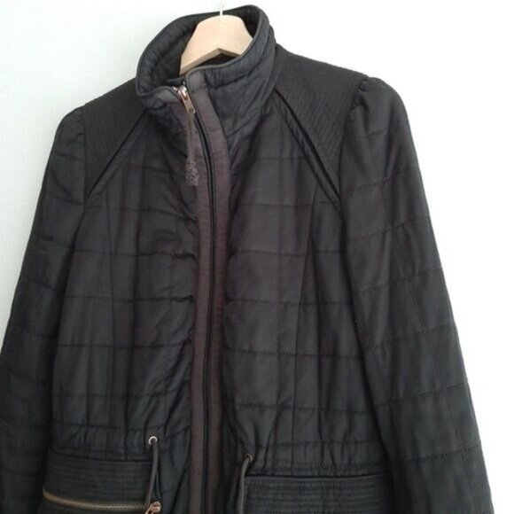 WILFRED Aritzia Marquis Classic Quilted Long Jacket Parka Black Sz 4 - Picture 5 of 14